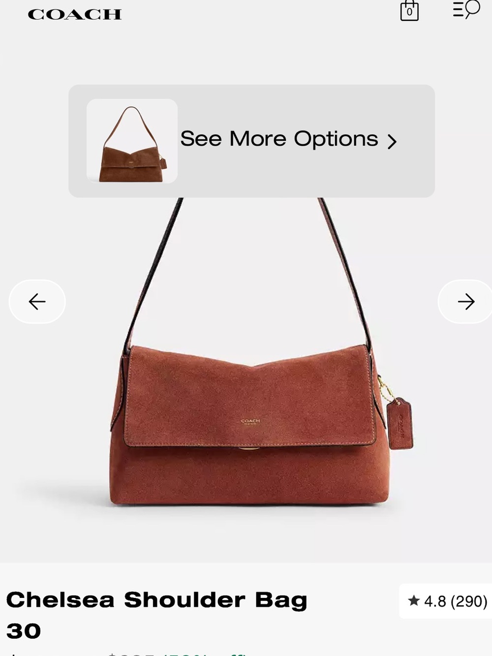 Coach Chelsea Shoulder Bag 30 in Clay Suede